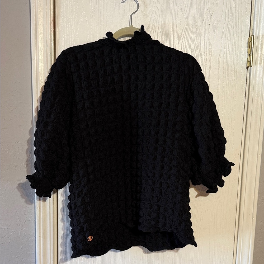 Simply Southern Black Textured Blouse